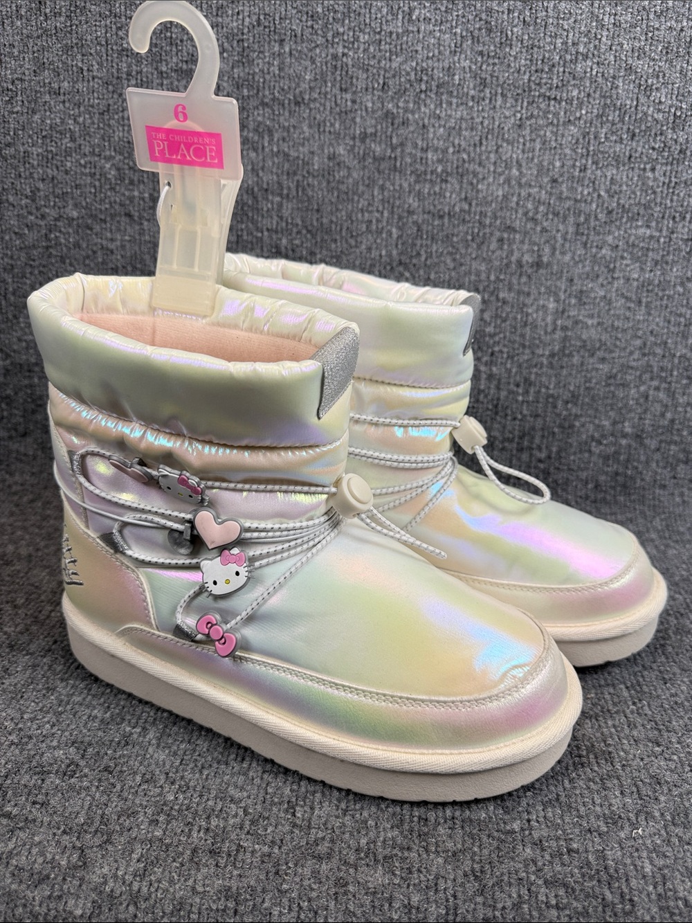The Children's Place Kids' Iridescent Hello Kitty Winter Boots - White NWT